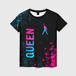 Футболка женская Queen - neon gradient: надпись, символ, цвет: 3D-принт