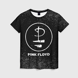 Футболка женская Pink Floyd с потертостями на темном фоне, цвет: 3D-принт