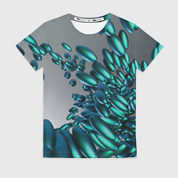 Футболка женская Абстрактные блестящие камни и серый фон, цвет: 3D-принт