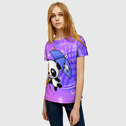 Футболка женская Панда с зонтиком бежит в гости, цвет: 3D-принт — фото 2