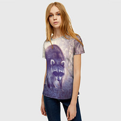 Футболка женская Енот пробирается через кусты, цвет: 3D-принт — фото 2