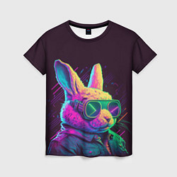 Футболка женская Модный кролик в очках, цвет: 3D-принт
