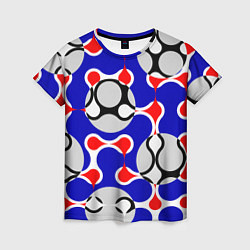Футболка женская Абстрактные сине-красные паттерны и шары, цвет: 3D-принт