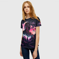 Футболка женская Луна в горах, цвет: 3D-принт — фото 2