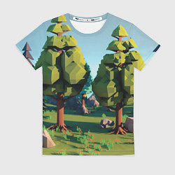 Футболка женская Воксельный лес, цвет: 3D-принт