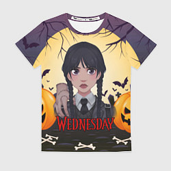 Футболка женская Рисунок семейка Аддамс большая луна, цвет: 3D-принт