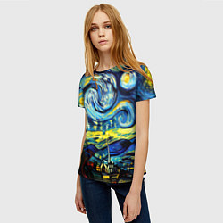 Футболка женская Винсент ван Гог, звездная ночь, цвет: 3D-принт — фото 2