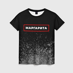 Футболка женская Маргарита - в красной рамке на темном, цвет: 3D-принт