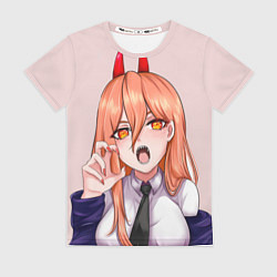 Женская футболка Человек - бензопила Пауэр с рогами