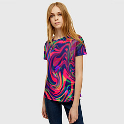 Футболка женская Яркие волны, цвет: 3D-принт — фото 2