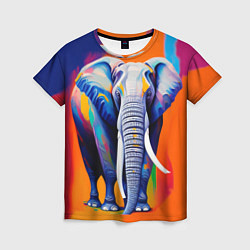 Футболка женская Слон красочный, цвет: 3D-принт