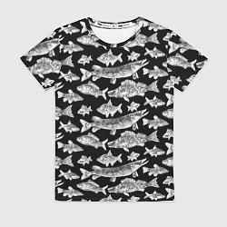 Женская футболка Городской паттерн о рыбалке