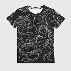 Женская футболка Дракон - унесенные призраками: тату на черном