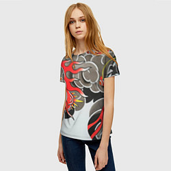 Футболка женская Иредзуми: дракон в дыму, цвет: 3D-принт — фото 2