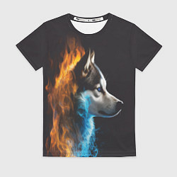 Футболка женская Голова волка Стихия огня, цвет: 3D-принт