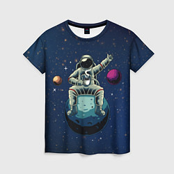 Футболка женская Космонавт с кружкой, цвет: 3D-принт