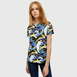 Футболка женская Волна - паттерн - японский стиль, цвет: 3D-принт — фото 2