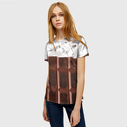 Футболка женская Темная плитка шоколада в обертке, цвет: 3D-принт — фото 2