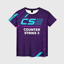 Футболка женская Символ Counter Strike 2 в неоновых цветах на темно, цвет: 3D-принт