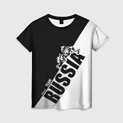 Футболка женская Russia national team: black and white lines, цвет: 3D-принт