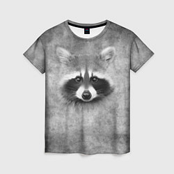 Футболка женская Енот - grunge style texture, цвет: 3D-принт