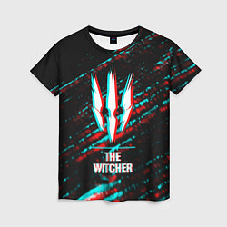 Футболка женская The Witcher в стиле glitch и баги графики на темно, цвет: 3D-принт