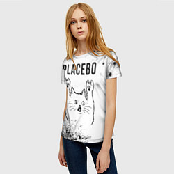 Футболка женская Placebo рок кот на светлом фоне, цвет: 3D-принт — фото 2