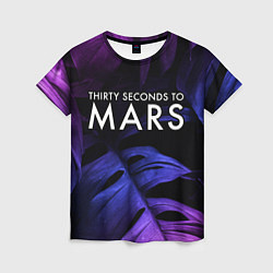 Футболка женская Thirty Seconds to Mars neon monstera, цвет: 3D-принт