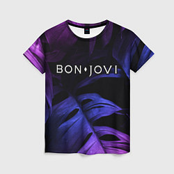 Футболка женская Bon Jovi neon monstera, цвет: 3D-принт