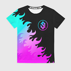 Футболка женская Sabaton неоновый огонь, цвет: 3D-принт