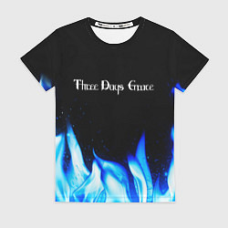 Футболка женская Three Days Grace blue fire, цвет: 3D-принт