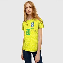 Футболка женская Винисиус Жуниор ЧМ 2022 сборная Бразилии домашняя, цвет: 3D-принт — фото 2