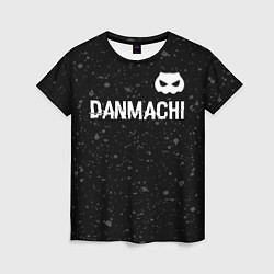 Футболка женская DanMachi glitch на темном фоне: символ сверху, цвет: 3D-принт