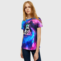 Футболка женская Fall Out Boy неоновый космос, цвет: 3D-принт — фото 2