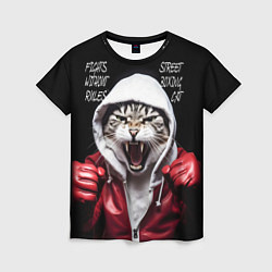 Женская футболка Street boxing cat