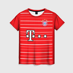 Футболка женская ФК Бавария Мюнхен форма 2223 домашняя, цвет: 3D-принт