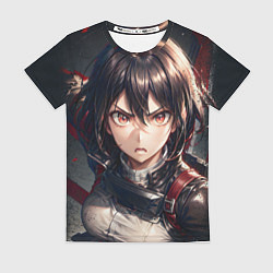 Футболка женская Портрет сердитой боевой девушки аниме, цвет: 3D-принт