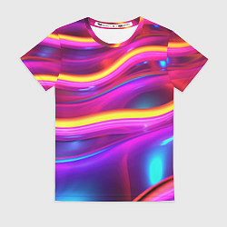 Футболка женская Неоновые светящиеся волны, цвет: 3D-принт