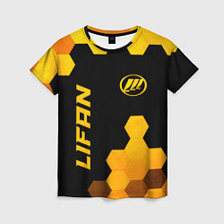 Футболка женская Lifan - gold gradient: надпись, символ, цвет: 3D-принт