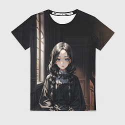 Футболка женская Готическая девушка в темной комнате, цвет: 3D-принт