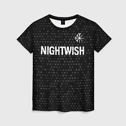 Женская футболка Nightwish glitch на темном фоне: символ сверху