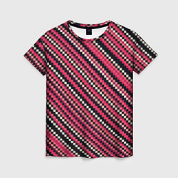 Женская футболка Полосы пиксели красный