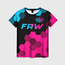 Женская футболка FAW - neon gradient: символ сверху