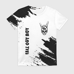 Футболка женская Fall Out Boy и рок символ на светлом фоне, цвет: 3D-принт