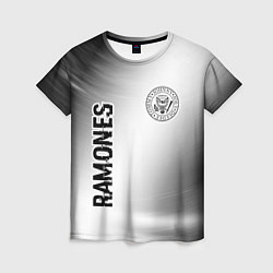 Футболка женская Ramones glitch на светлом фоне: надпись, символ, цвет: 3D-принт