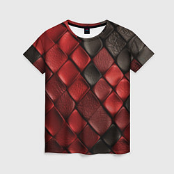 Футболка женская Кожаная красно черная текстура, цвет: 3D-принт