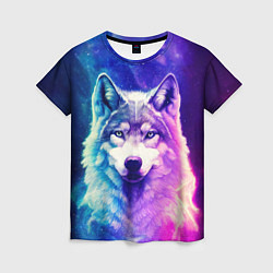 Женская футболка Волк космический