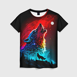 Футболка женская Волки воют на луну, цвет: 3D-принт