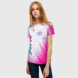 Футболка женская FAW neon gradient style: надпись, символ, цвет: 3D-принт — фото 2