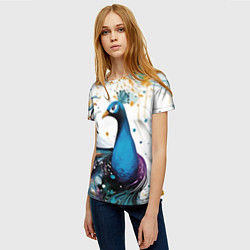 Футболка женская Краски, павлин, цвет: 3D-принт — фото 2